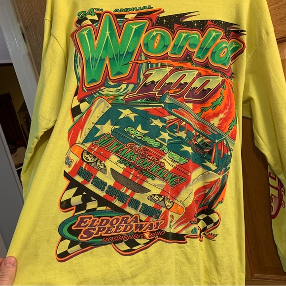 34th Eldora Speedway World 100 Racing Shirt LS 2004 Men’s Size L Rossburg Ohio - Picture 5 of 7